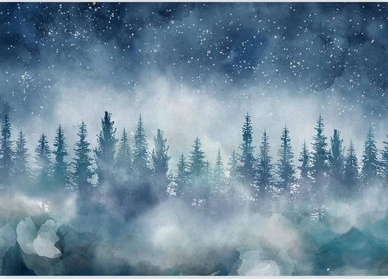 Carta da parati - Night landscape - landscape of a misty forest at night with a starry sky - 4