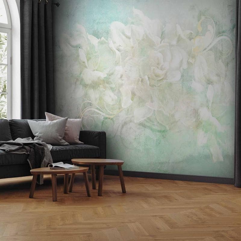 Carta da parati - Blossoming among pastels - abstract with floral motif and patterns - 13