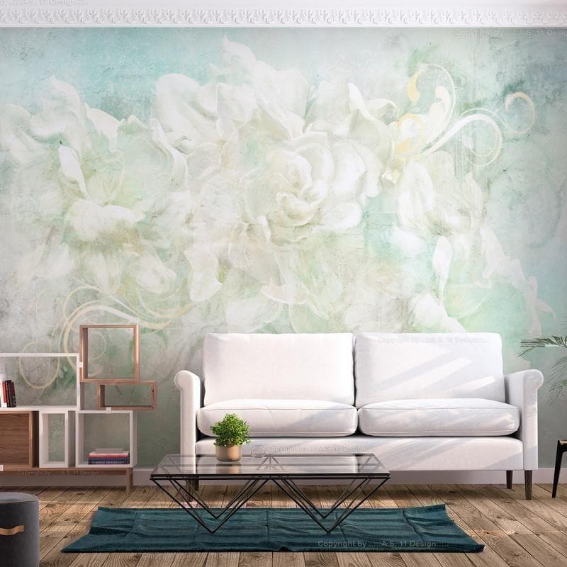 Carta da parati - Blossoming among pastels - abstract with floral motif and patterns - 3