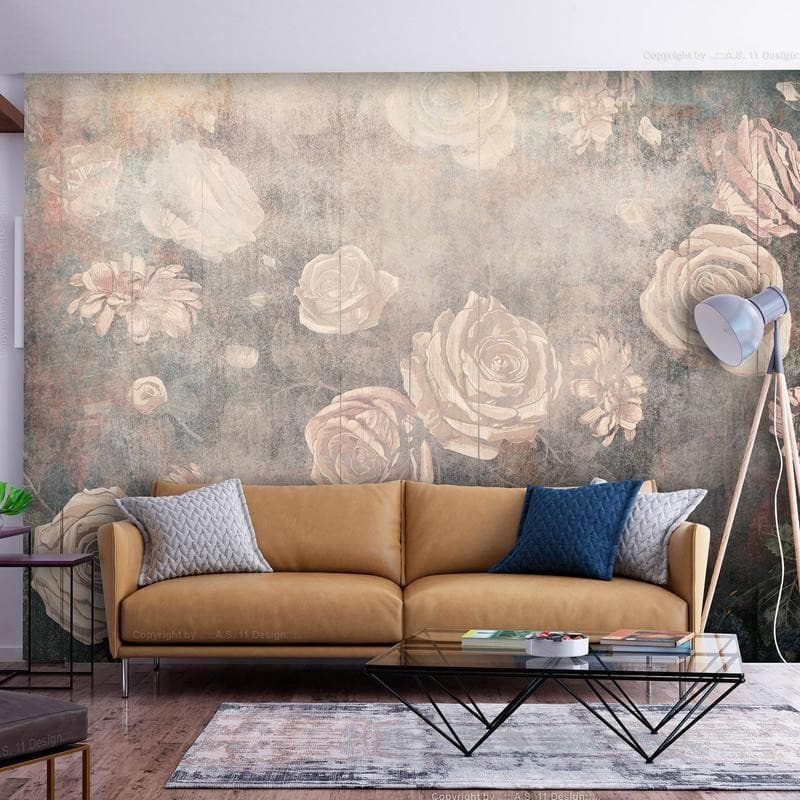 Carta da parati - Misty nature - orange flowers on a non-uniformly textured background - 3