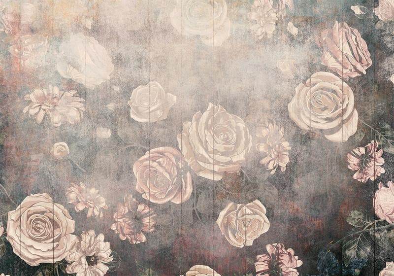 Carta da parati - Misty nature - orange flowers on a non-uniformly textured background - 6