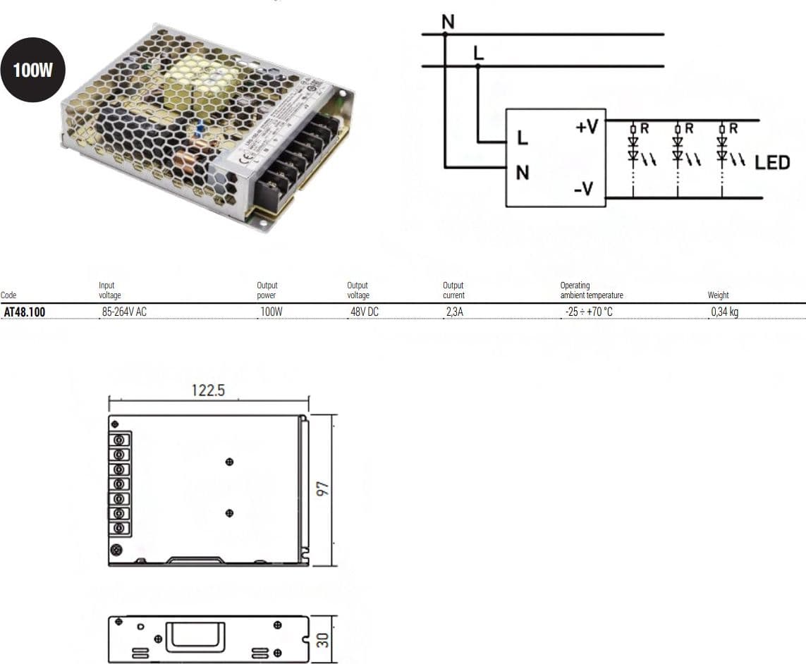 Driver Redo AT48.100 IP20 100W 48V FREEDOM 360 - 2
