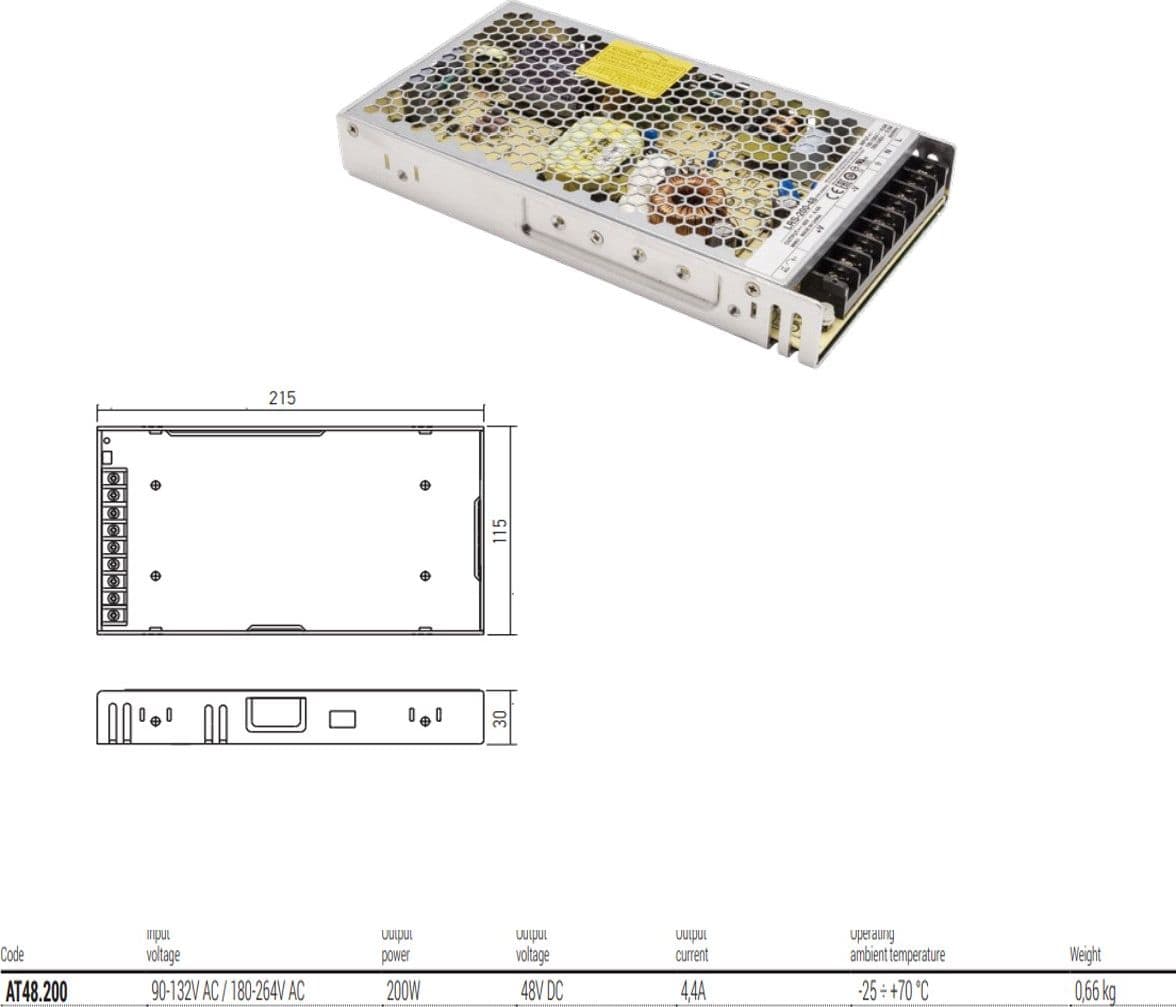 Driver Redo AT48.200 IP20 200W 48V FREEDOM 01-4174 - 2