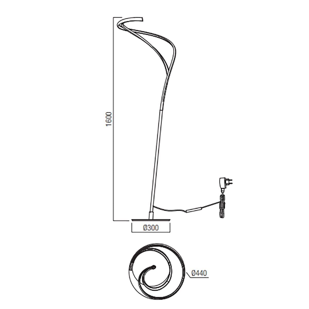Piantana led Redo Group TEMPEST 01-3607 2100LM 3000K lampada terra classica touch dimmerabile - 3