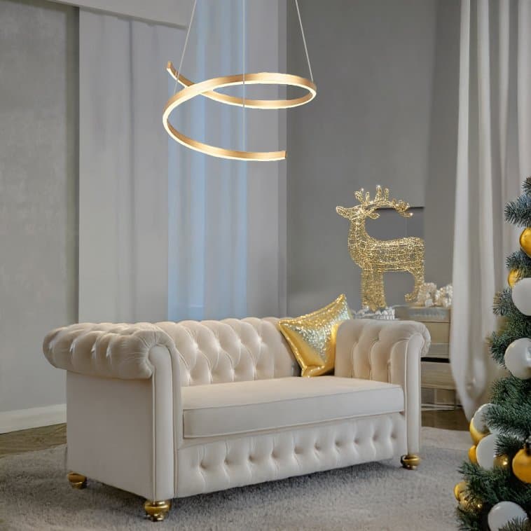 Lampadario classico Redo Group SCROLL 01-4017 LED CCT sospensione lampada soffitto bronzo modulo led dimmerabile - 2