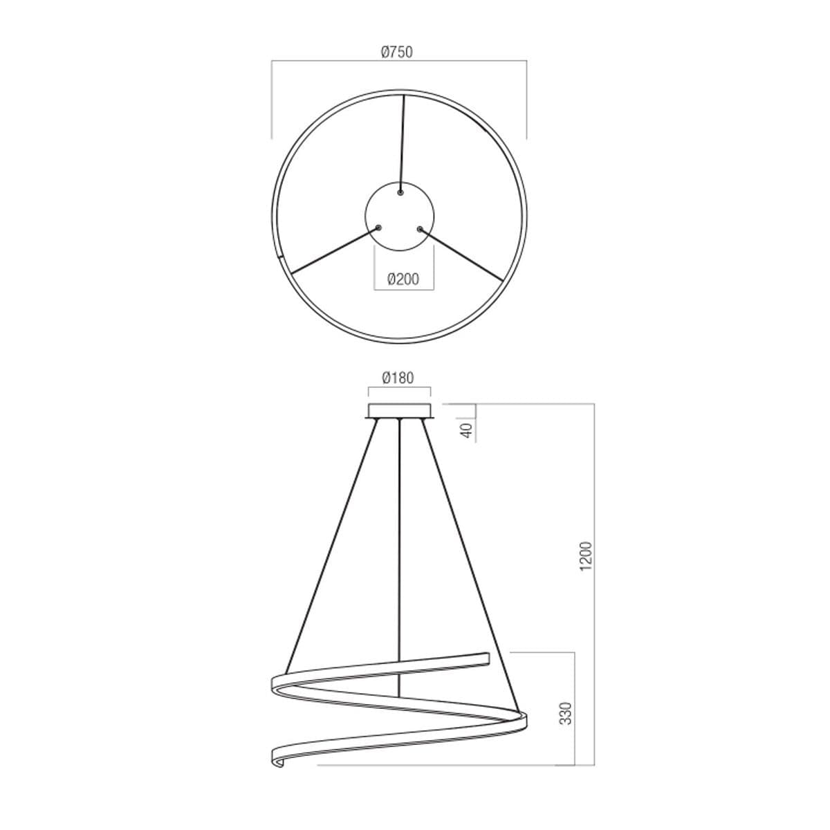 Lampadario classico Redo Group SCROLL 01-4017 LED CCT sospensione lampada soffitto bronzo modulo led dimmerabile - 3