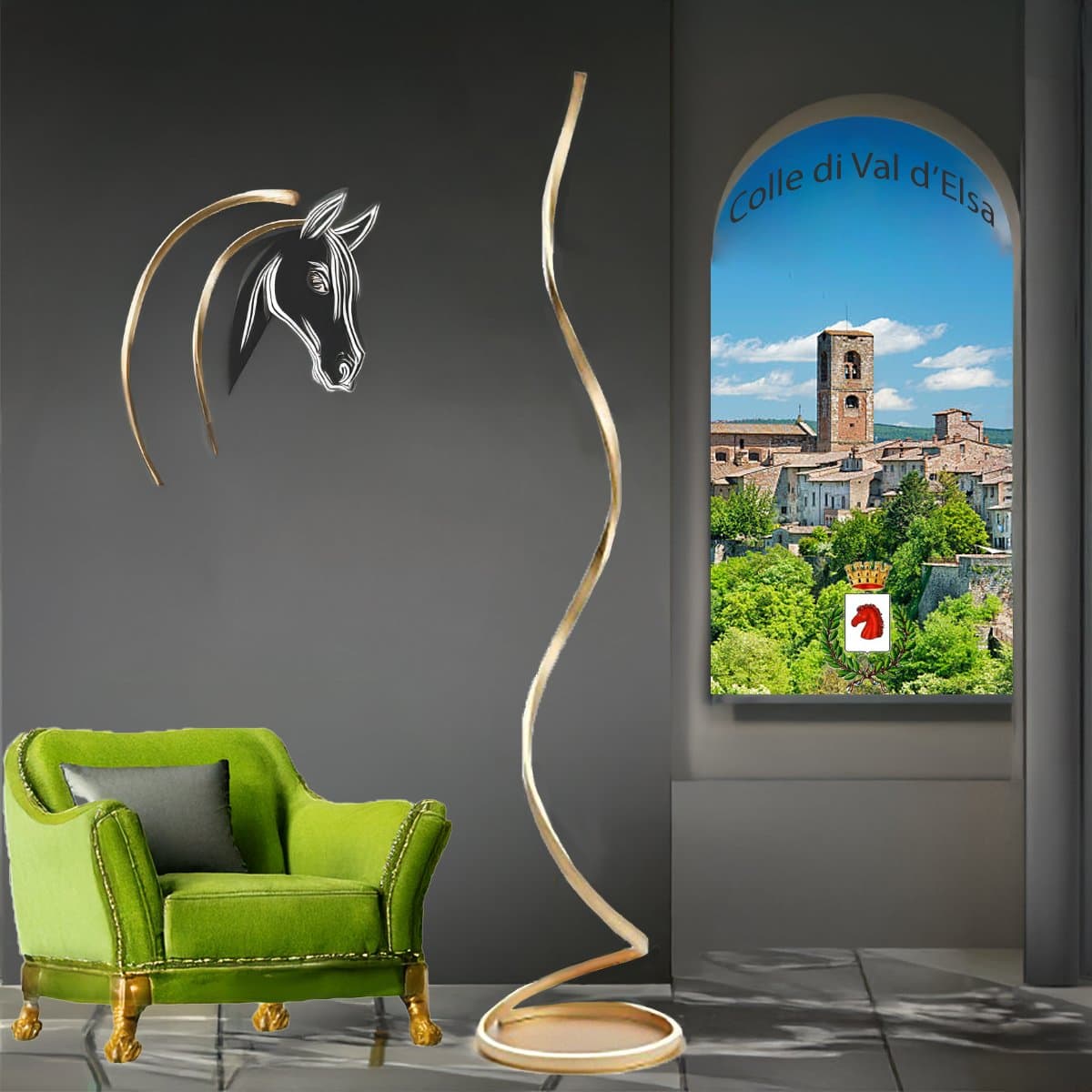 Piantana led Redo group SCROLL 01-4282 LED CCT lampada terra dimmerabile classica bronzo - 2