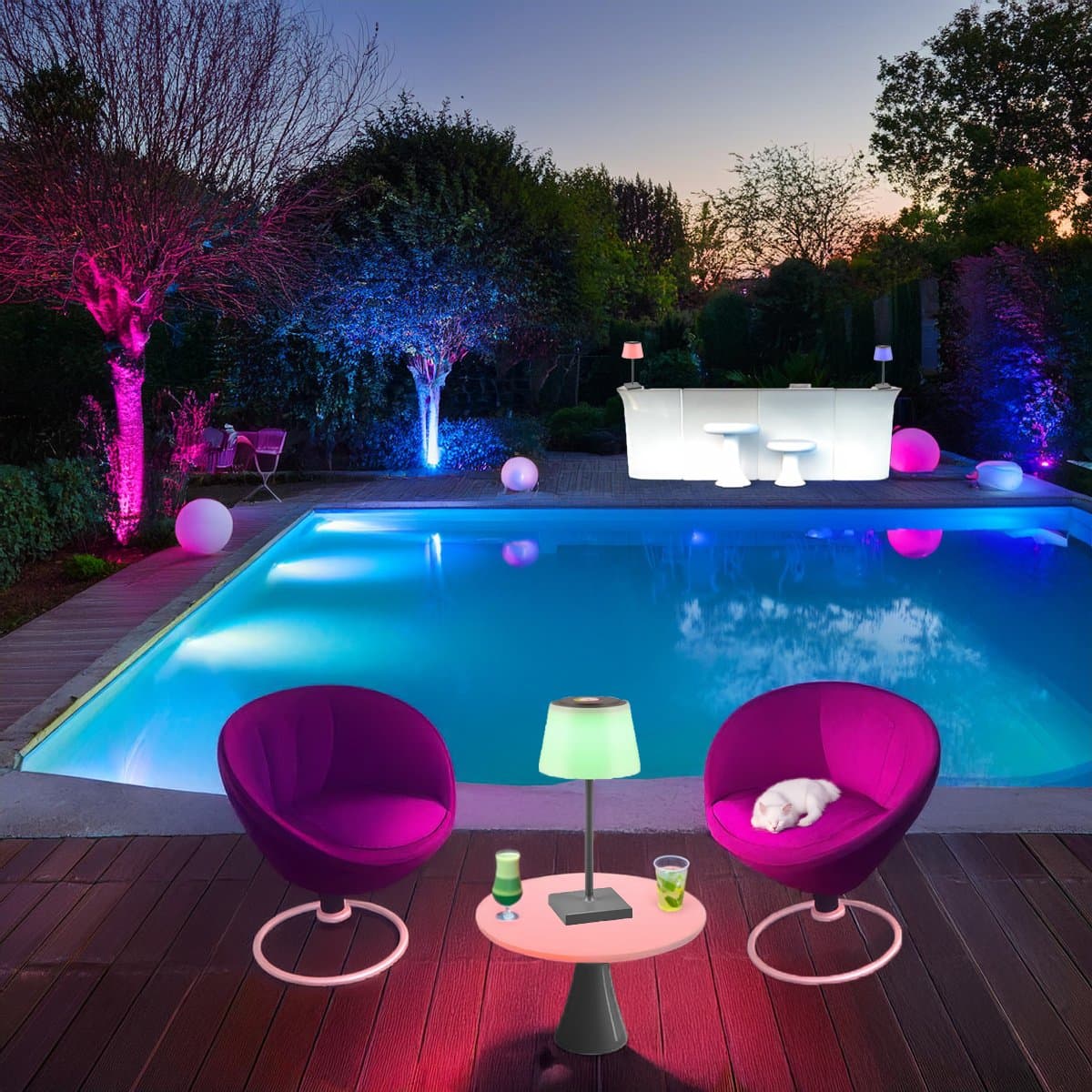 Abat-jour esterno Trio lighting SANCHEZ R54126142 IP44 RGB LED 450LM antracite lampada tavolo giardino pub ristoranti - 2