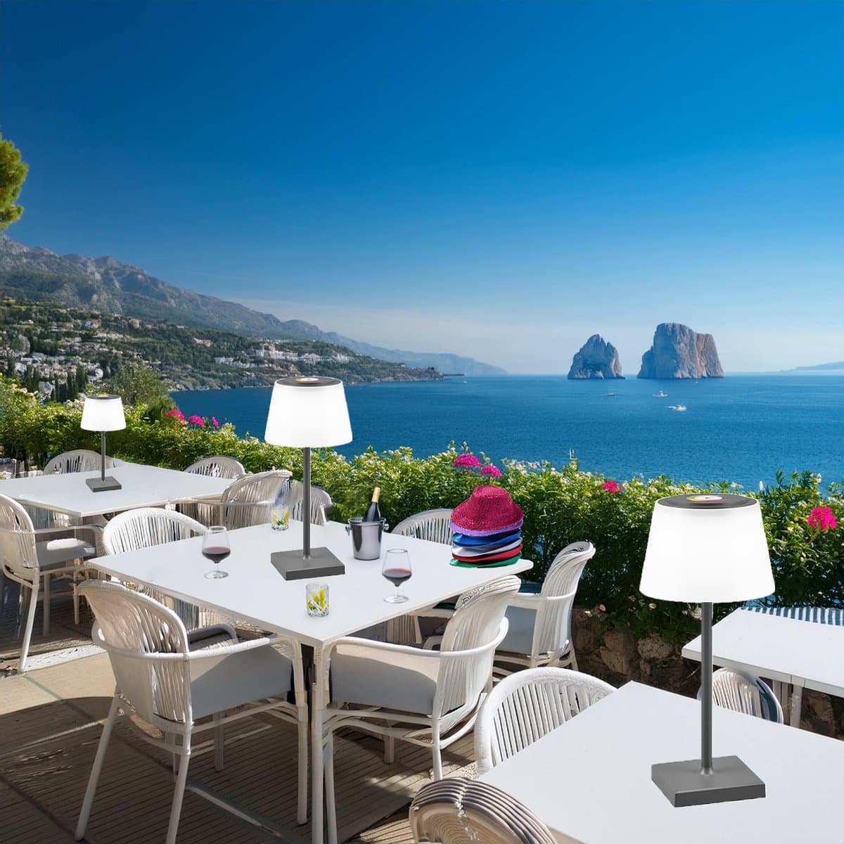 Abat-jour esterno Trio lighting SANCHEZ R54126142 IP44 RGB LED 450LM antracite lampada tavolo giardino pub ristoranti - 3