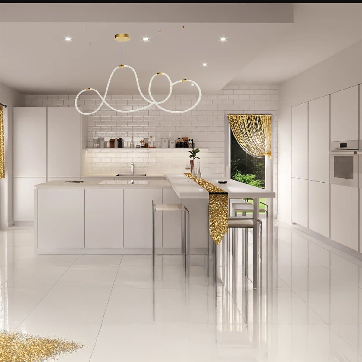 Lampadario led Redo Group HENK 01-3556 matt gold 2700lm dimmerabile lampada soffitto moderna classica - 2