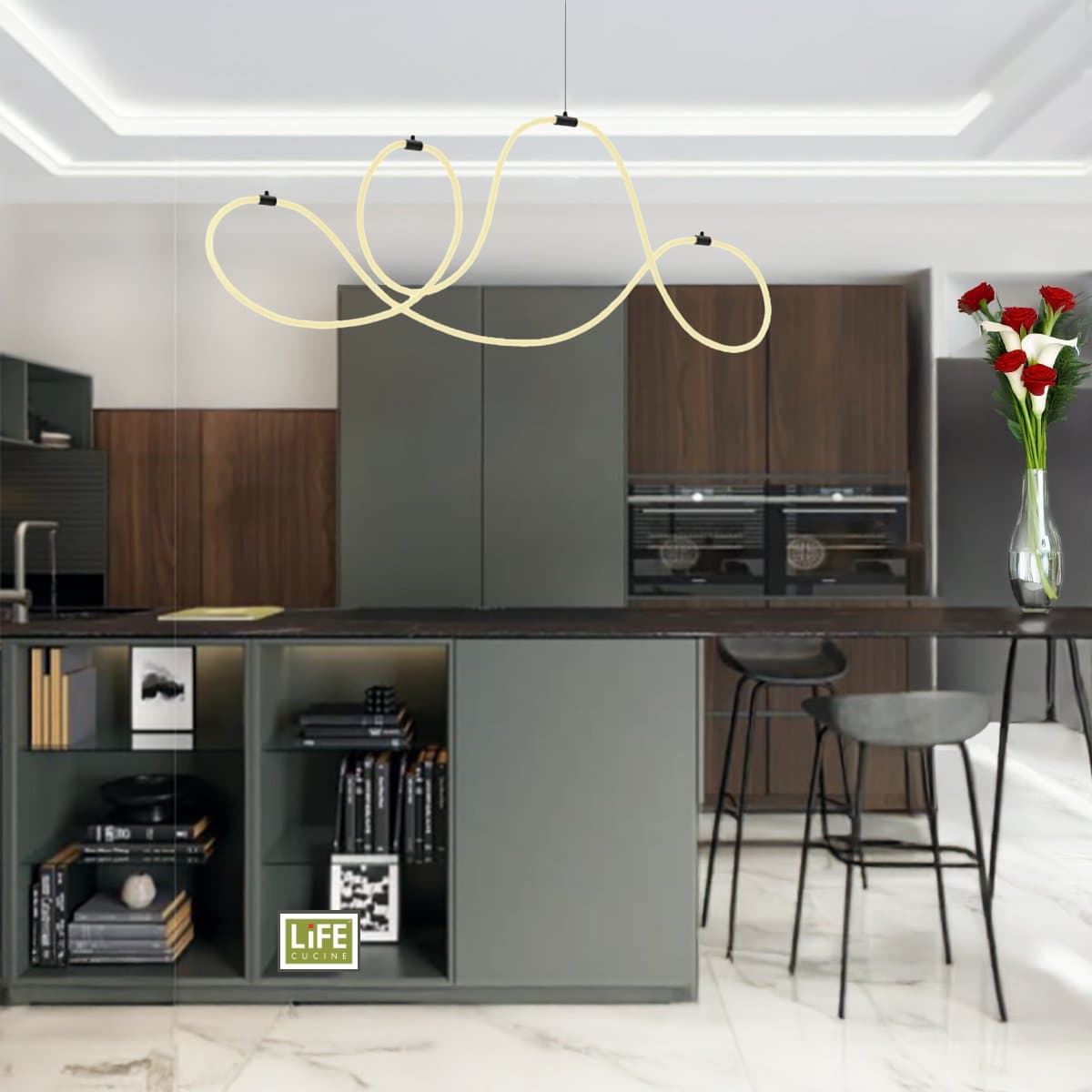 Lampadario led Redo Group HENK 01-3557 Sand Black 2700lm dimmerabile lampada soffitto ultramoderna - 2