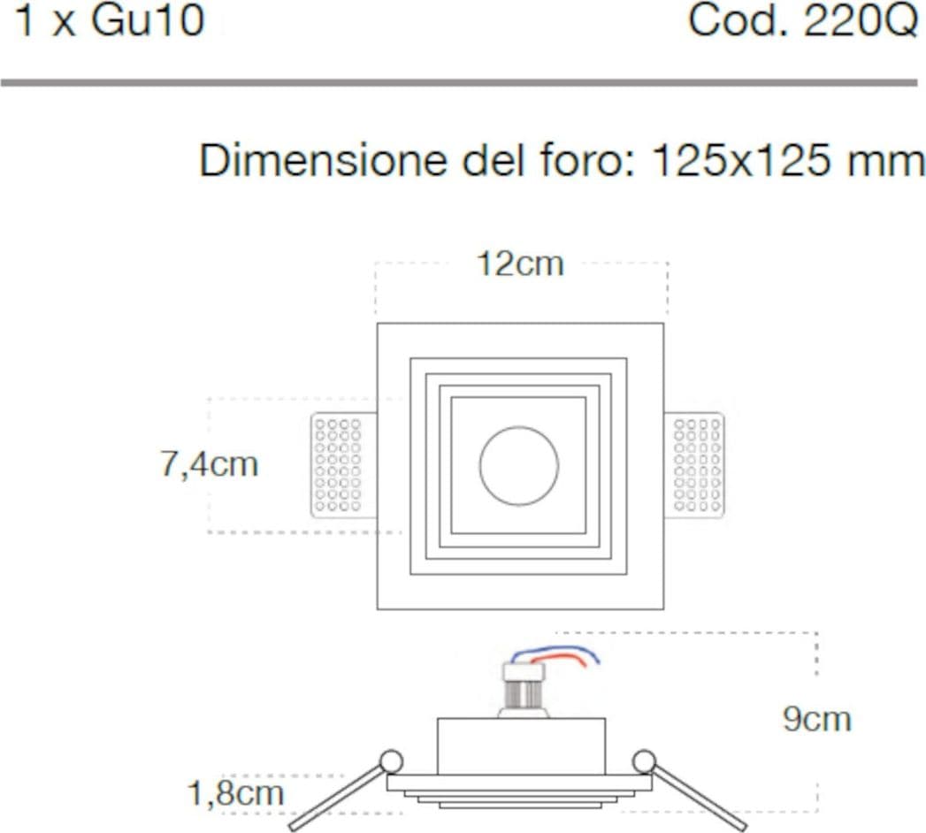 Faretto incasso Lampadari Bartalini AIBLO 220Q GU10 LED gesso verniciabile - 3