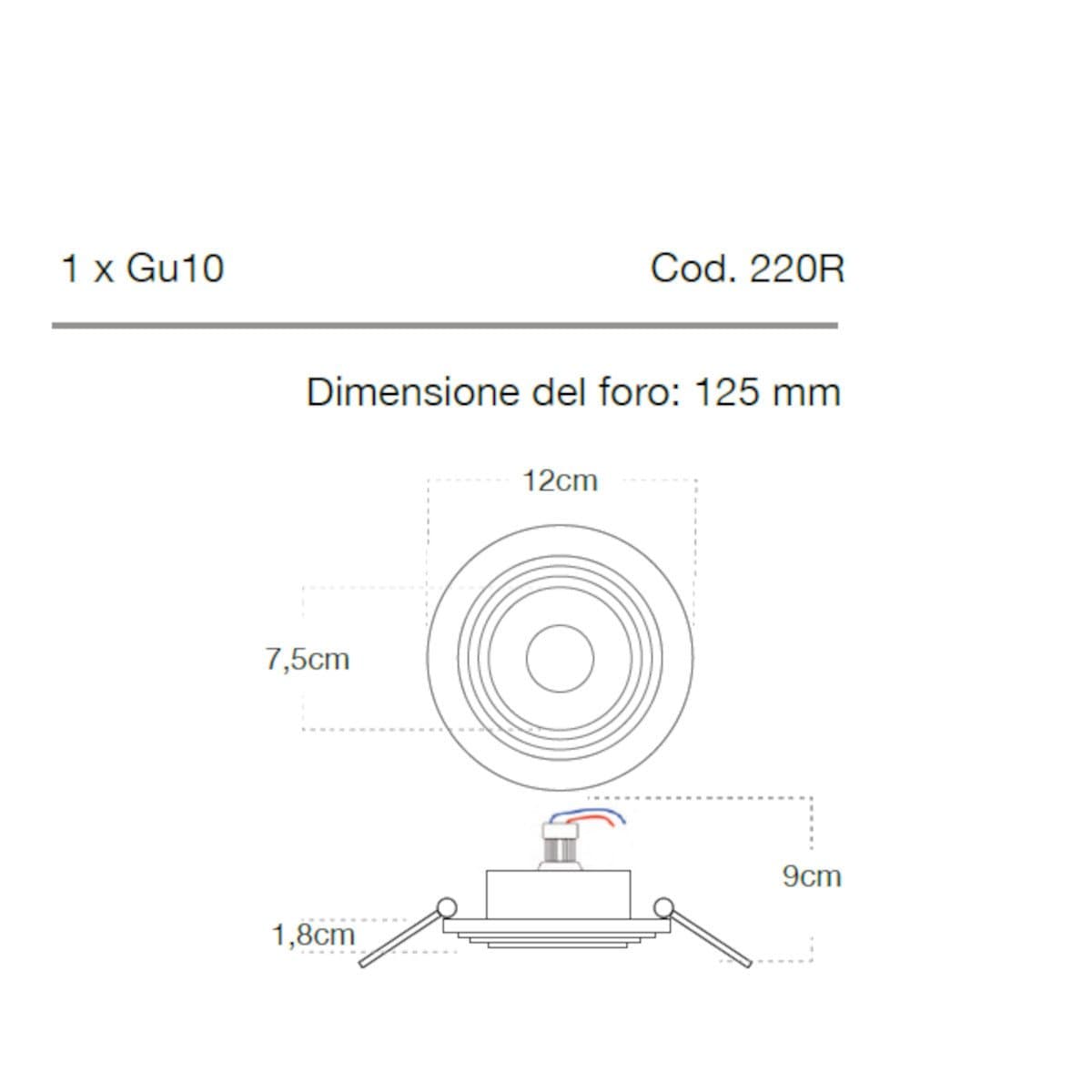 Faretto incasso Lampadari Bartalini AIBLO 220R GU10 LED gesso verniciabile - 3
