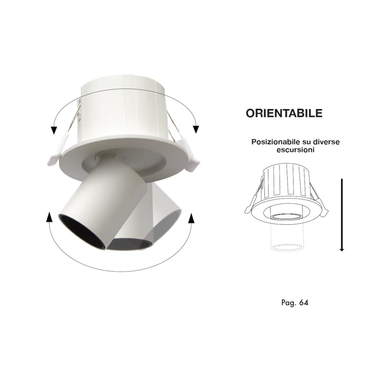 Faretto incasso Lampadari Bartalini TNIOP B LED orientabile termoplastico - 2