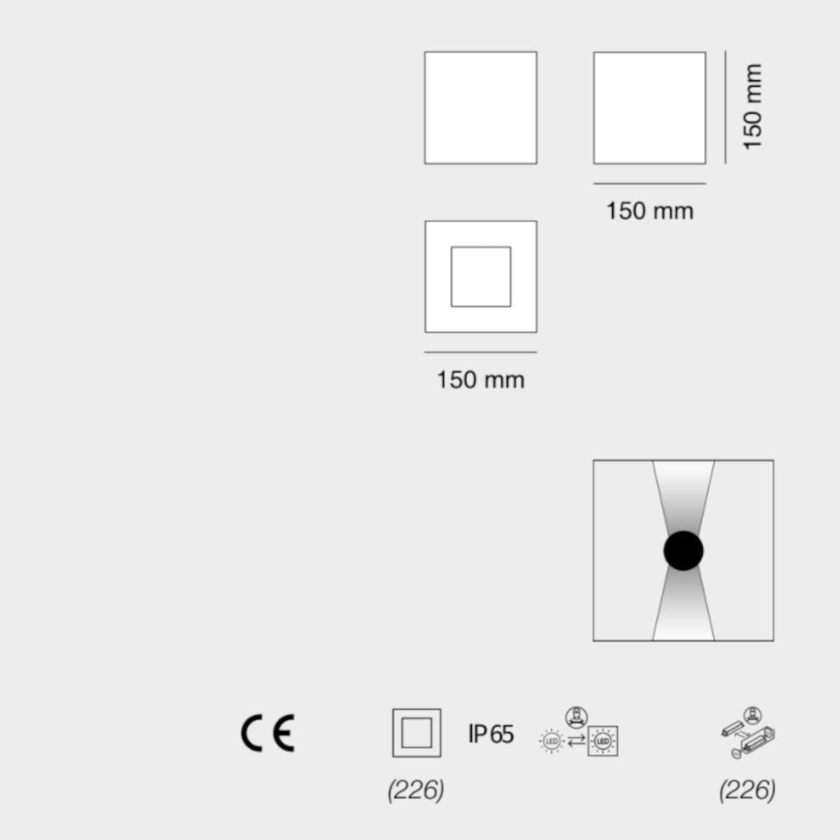 Applique esterno moderno Belfiore 9010 SCUBO 1092 396 30226 LED betaly cubo biemissione - 3