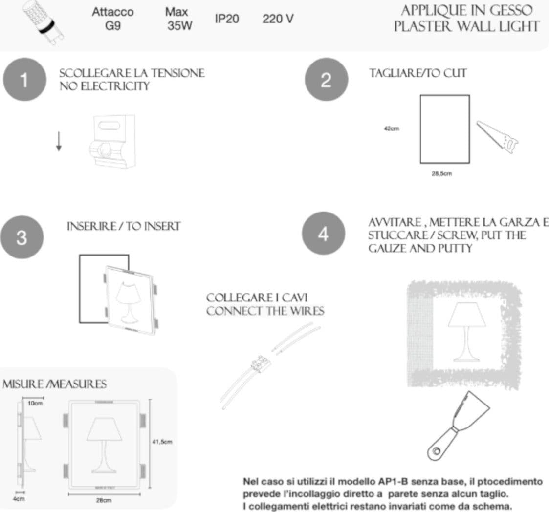 Applique gesso Lampadari Bartalini OTNAVEL AP6 G9 LED biemissione verniciabile - 8
