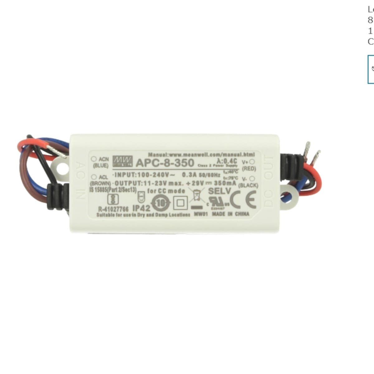 Driver Lampadari Bartalini APC 8 350 220-240V CC-350 mA 8W - 2