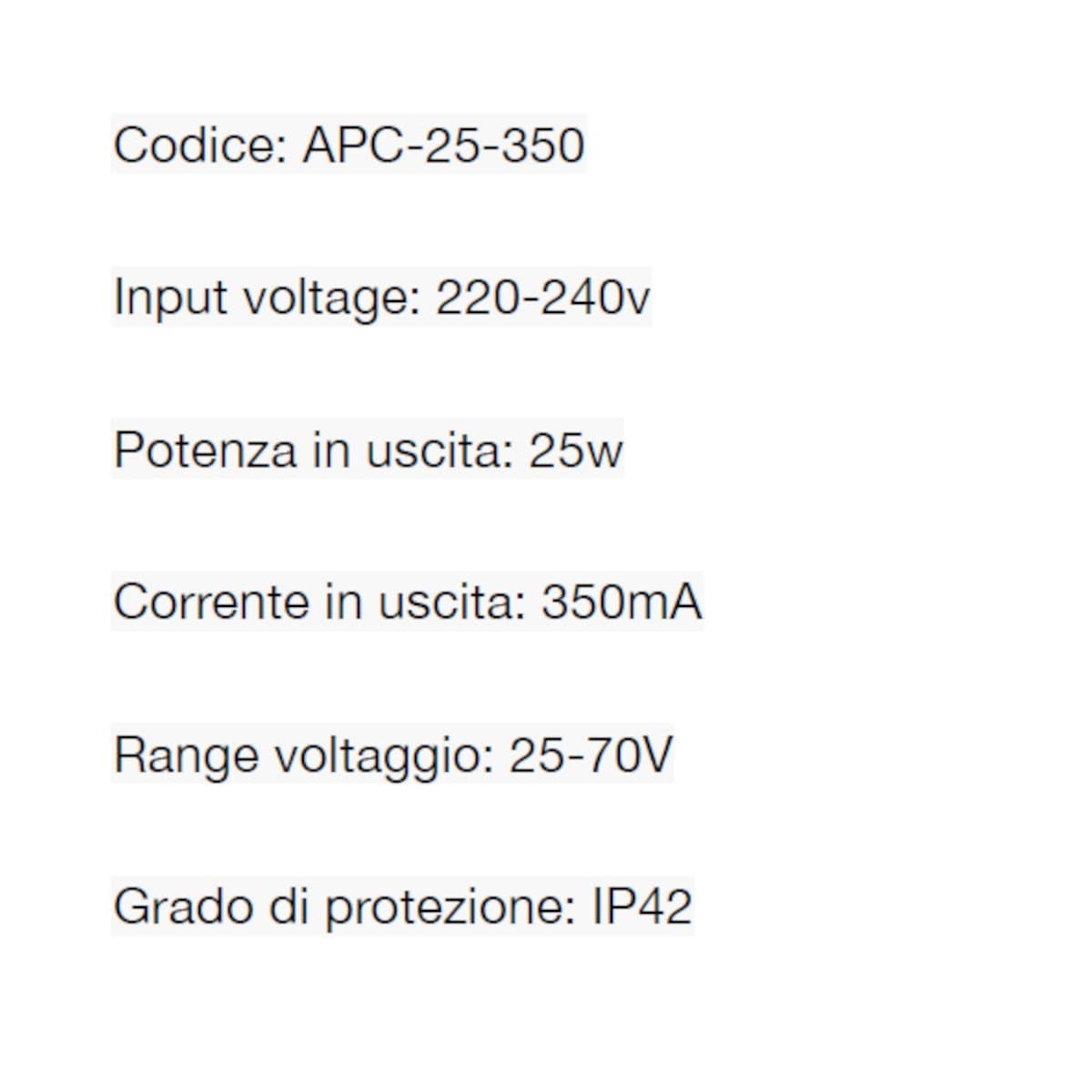 Driver Lampadari Bartalini APC 25 350 220-240V CC-350 mA 25W - 6
