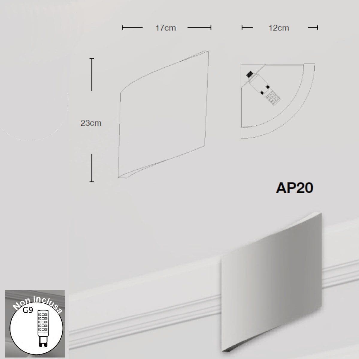 Applique angolare Lampadari Bartalini AINRUTAS AP20 G9 LED gesso verniciabile - 3