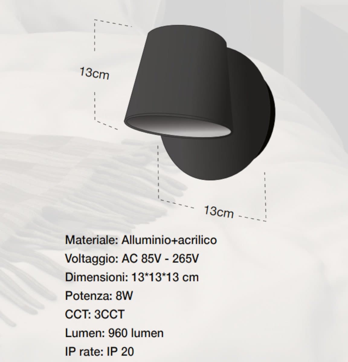 Applique moderno Lampadari Bartalini OELILAG Ner AP102 LED alluminio orientabile - 5