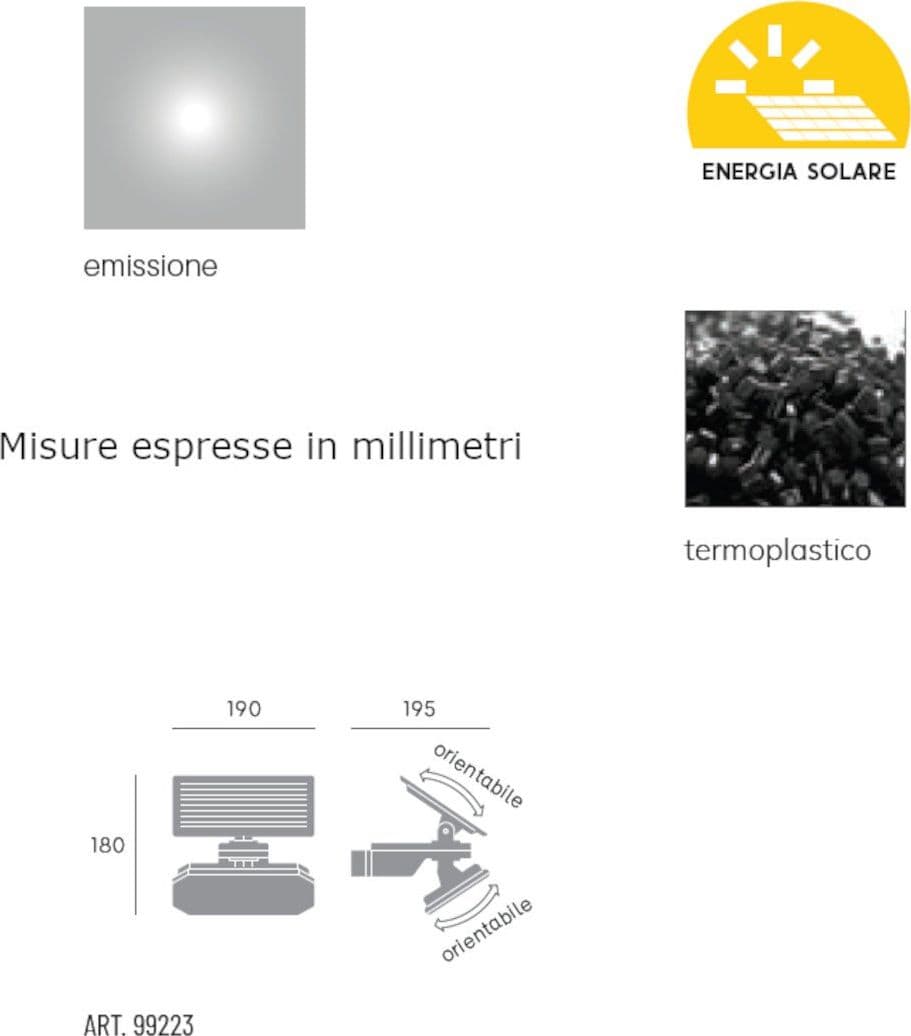Proiettore solare Sovil LAMPO 99223 06 LED IP44 batteria termoplastica - 3