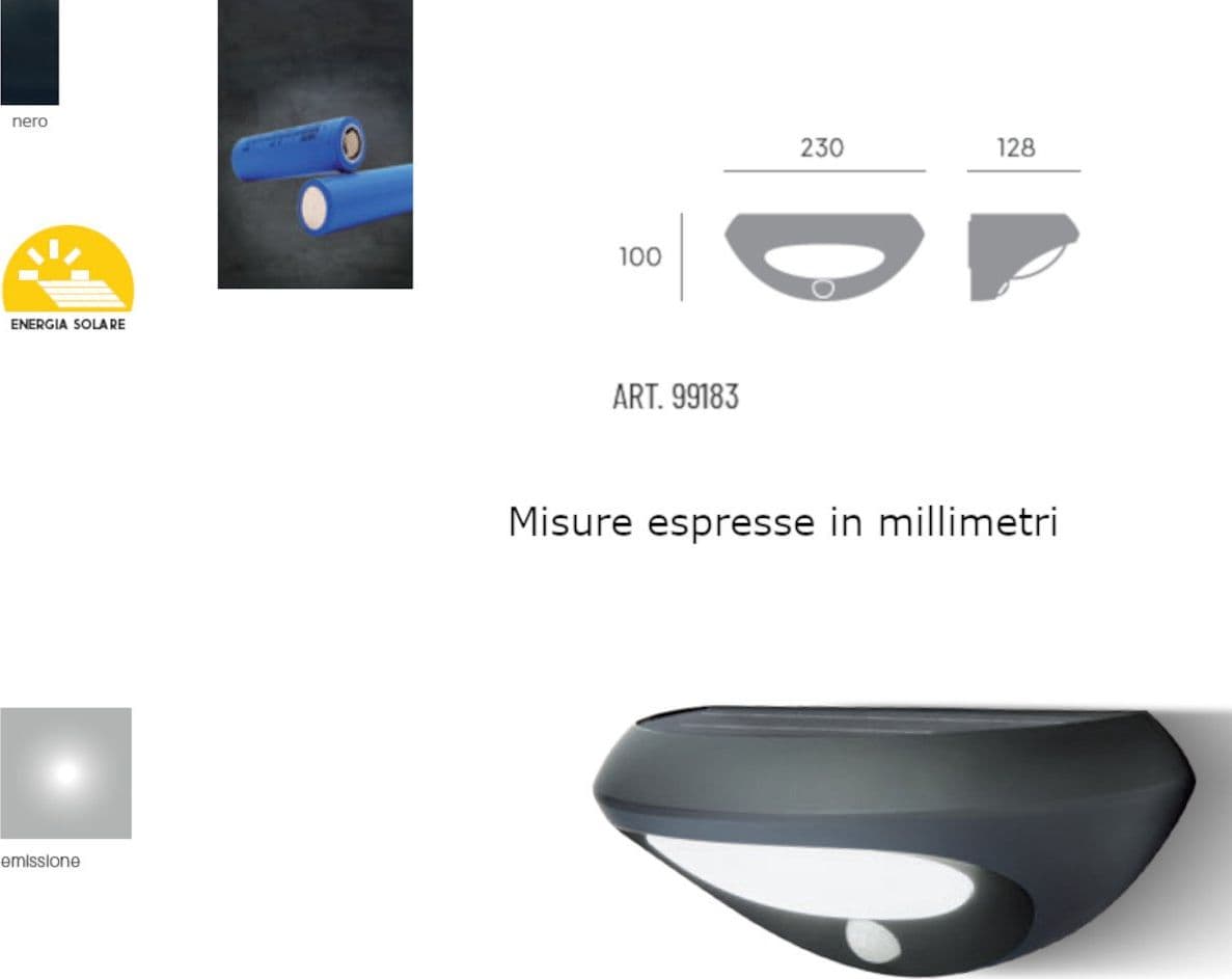 Applique solare Sovil OVVO 99183 02 LED IP44 alluminio termoplastico - 3