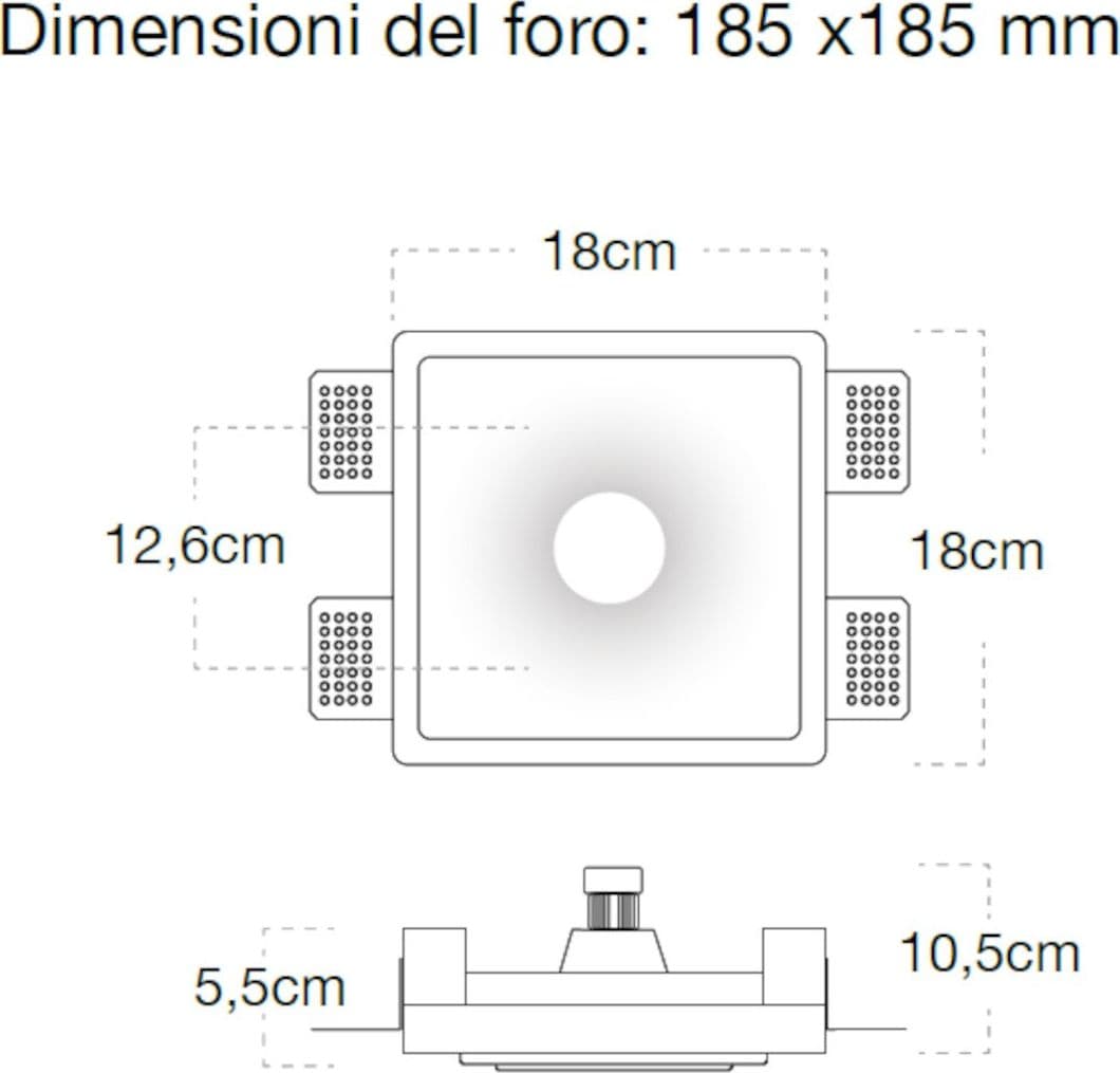 Faretto incasso Lampadari Bartalini ORTSA FP8 GU10 LED gesso verniciabile - 6