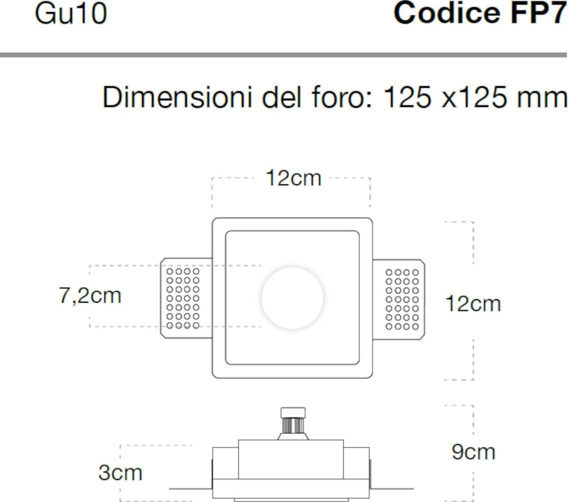 Faretto incasso Lampadari Bartalini NOYNAC FP7 GU10 LED gesso verniciabile - 6