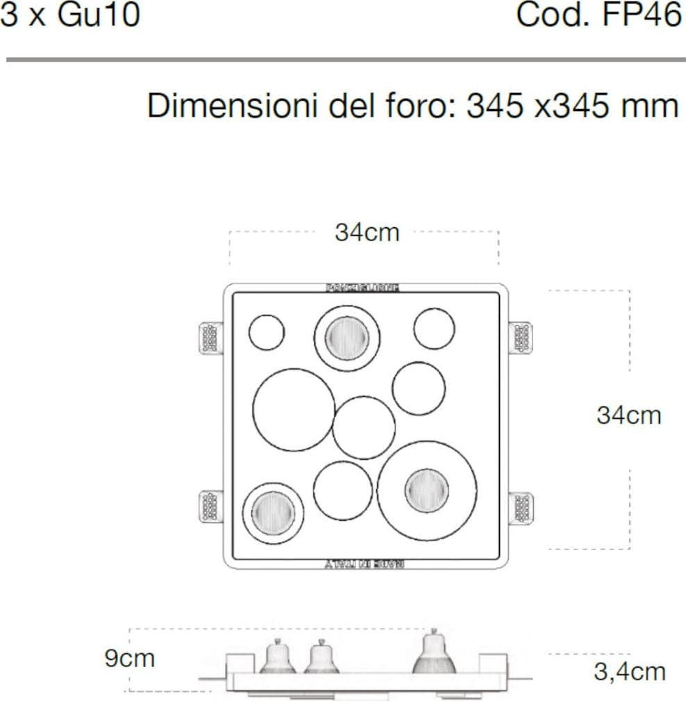Faretto incasso Lampadari Bartalini ENOTSWOLLEY FP46 GU10 LED gesso verniciabile - 4