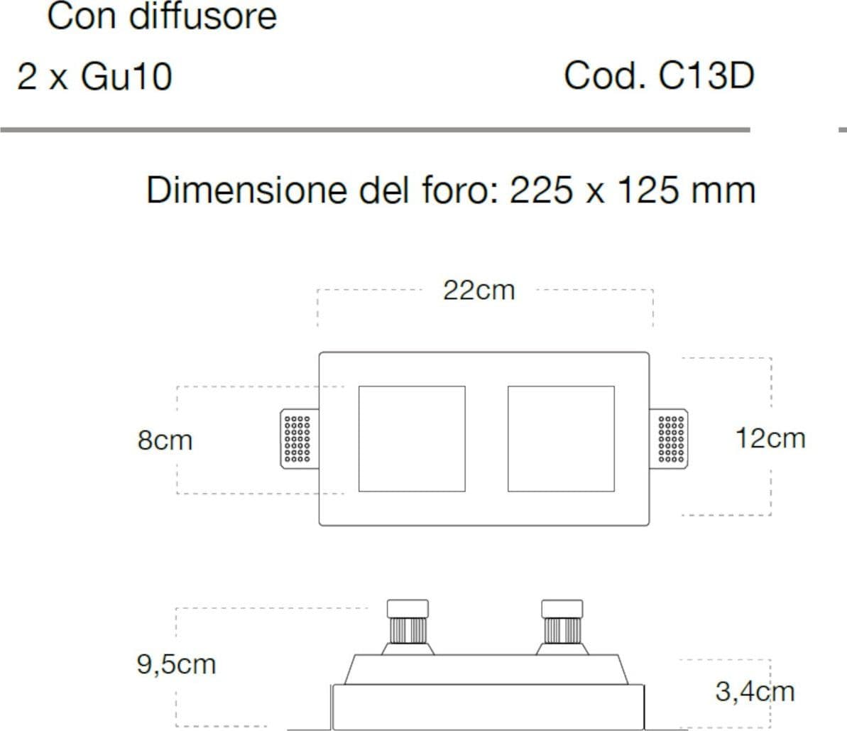 Faretto incasso Lampadari Bartalini ASOR D SLIM C13D GU10 LED gesso plexiglas verniciabile - 3