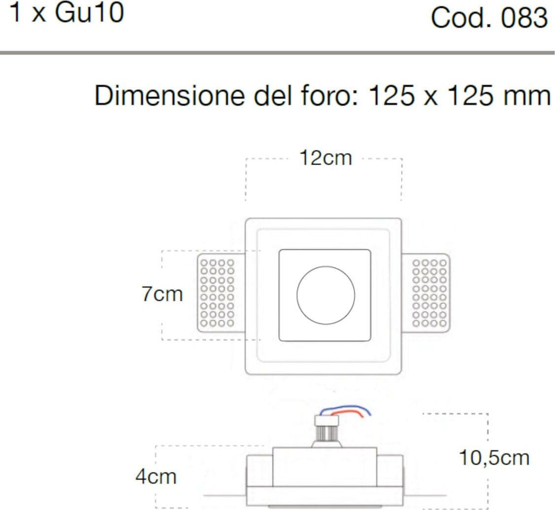 Faretto incasso Lampadari Bartalini PEED 083 GU10 LED gesso verniciabile - 3