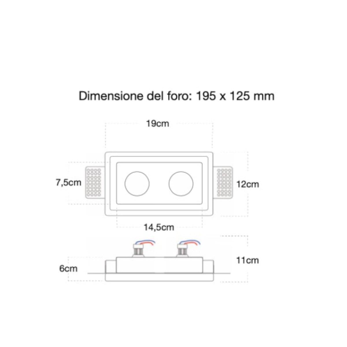 Faretto incasso Lampadari Bartalini GIB HOLE 096 GU10 LED gesso verniciabile - 5