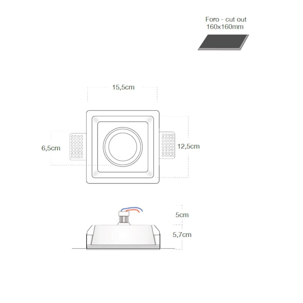 Faretto incasso Lampadari Bartalini SEYE Q GU10 LED gesso verniciabile - 4