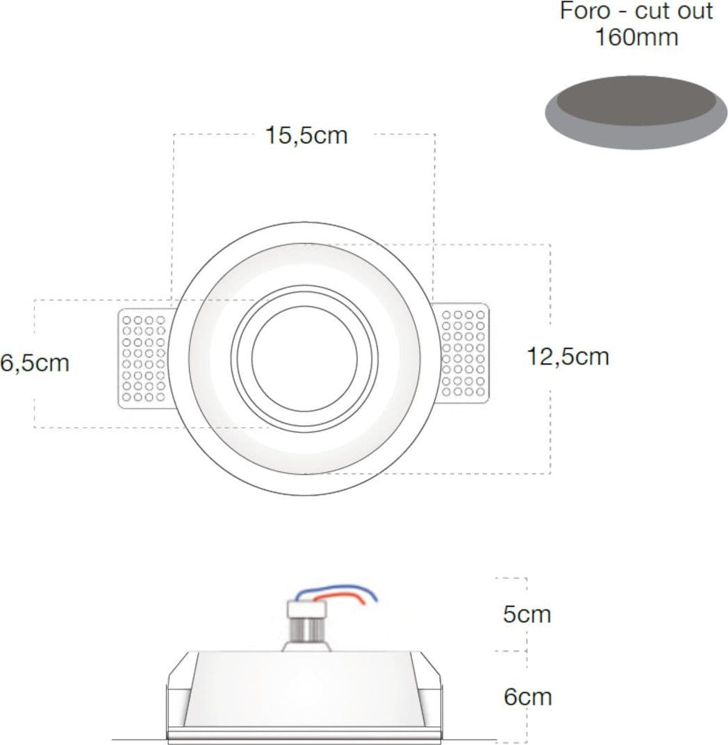 Faretto incasso Lampadari Bartalini SEYE R GU10 LED gesso verniciabile - 5