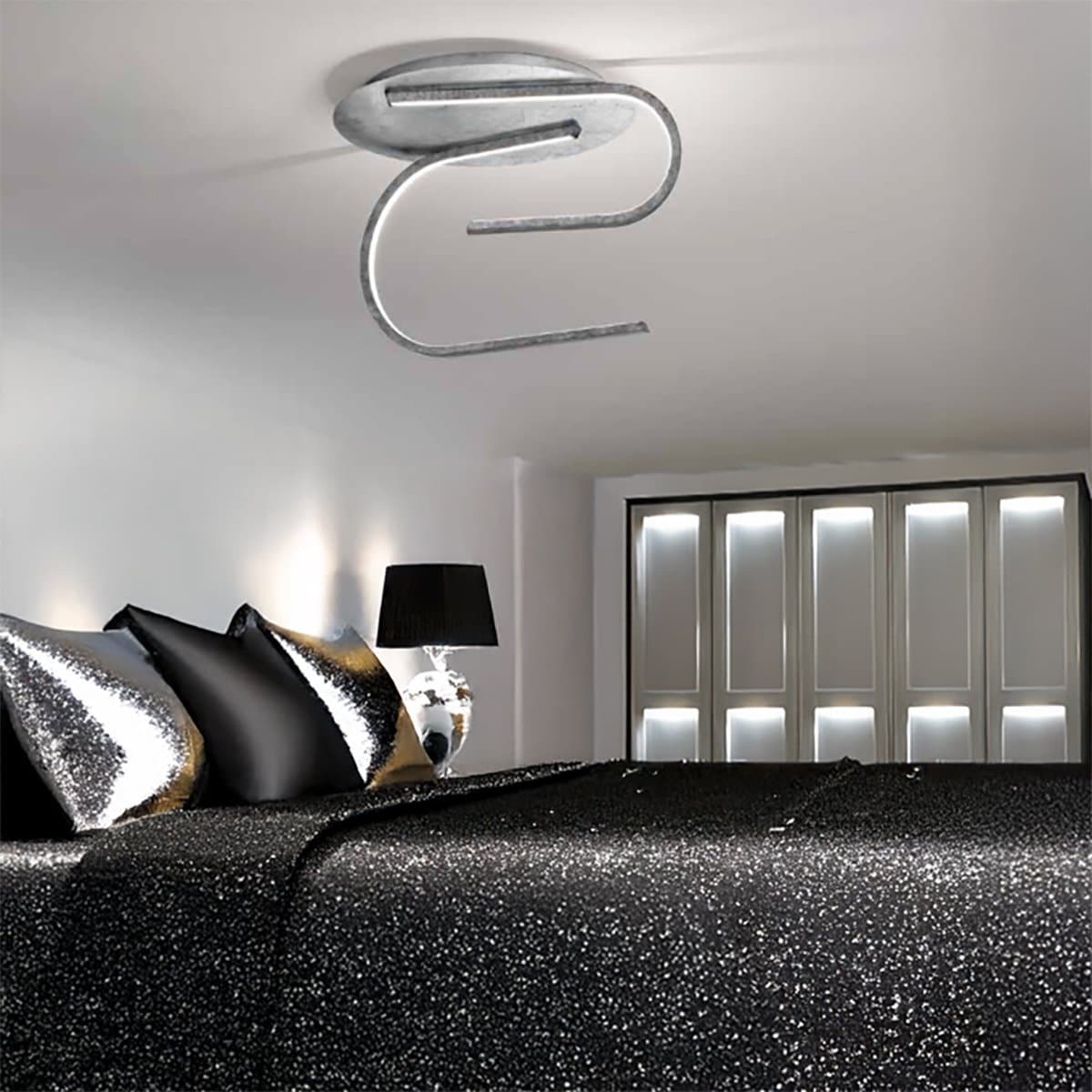Plafoniera led Fratelli Braga GLIFO 2168 PL2 24-13 3200LM decoro foglia argento ferro - 2