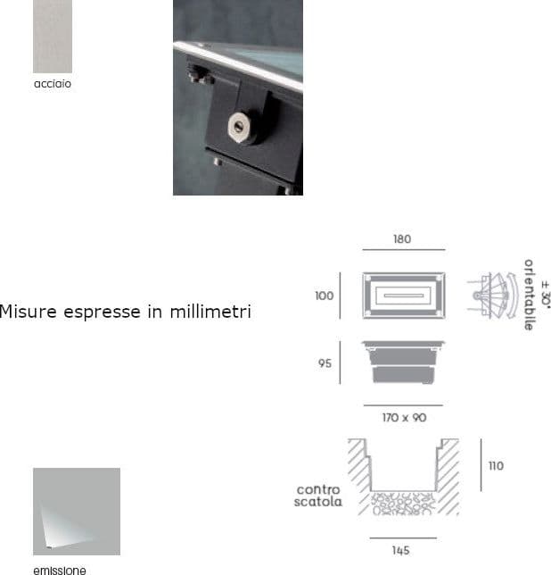 Faretto incasso Sovil BASCU 98075 09 LED acciaio vetro orientabile calpestabile - 3