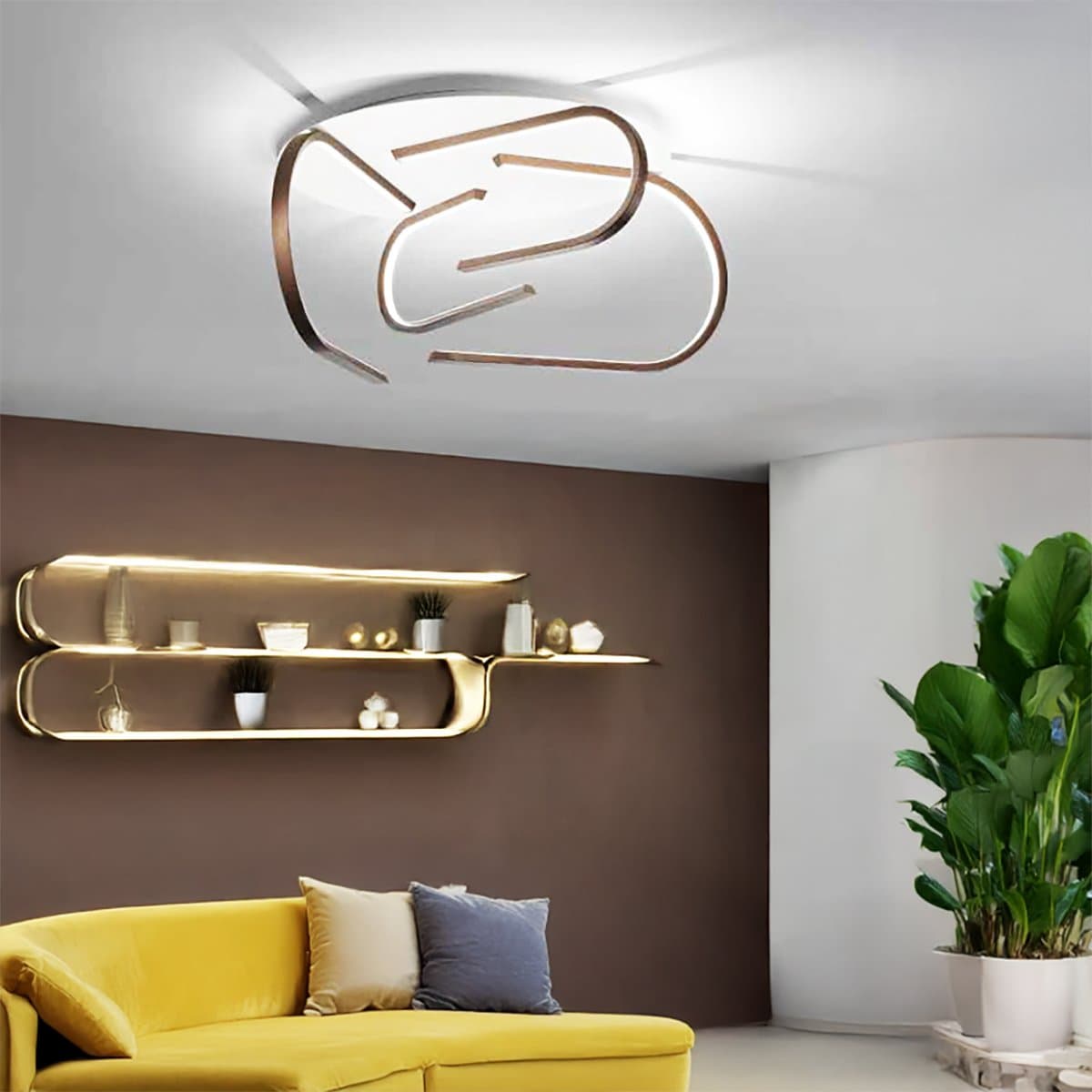 Plafoniera led Fratelli Braga GLIFO 2168 PL4 32-10 6400LM bronzo spazzolato bianco - 2