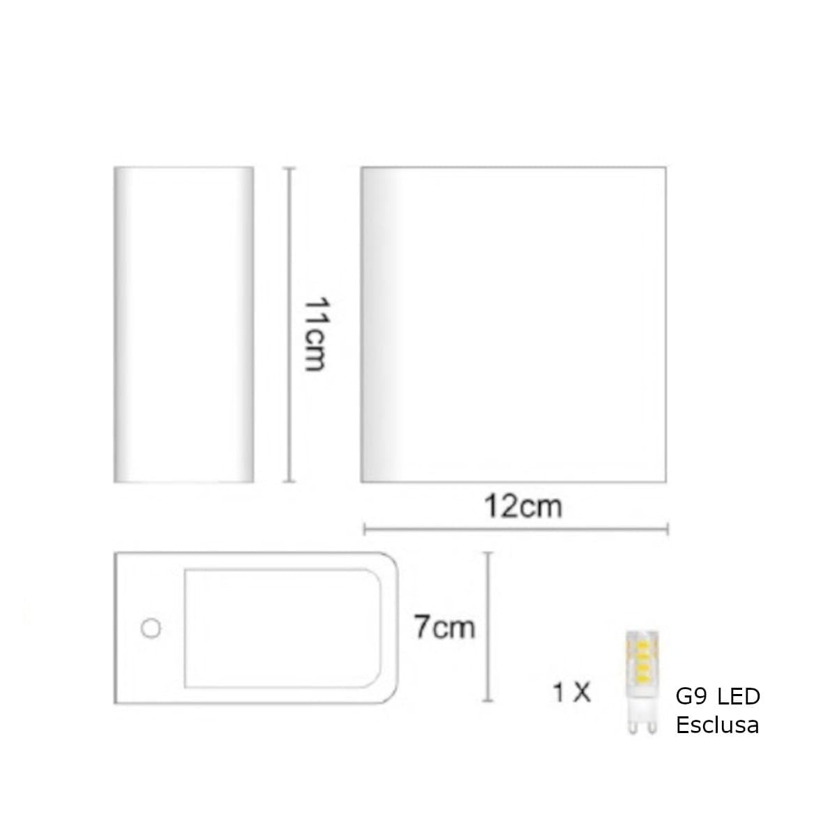 Applique gesso Lampadari Bartalini ONGILOF AP11 G9 LED verniciabile Biemissione - 3