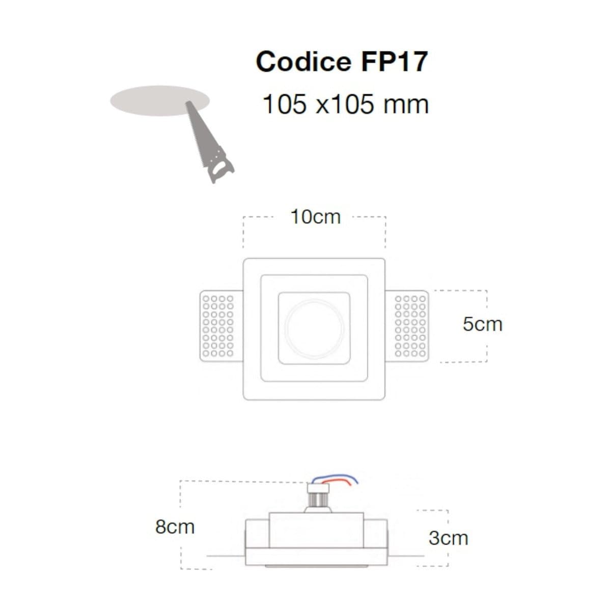 Faretto incasso Lampadari Bartalini IREOB FP17 GU10 MR11 LED gesso verniciabile - 3