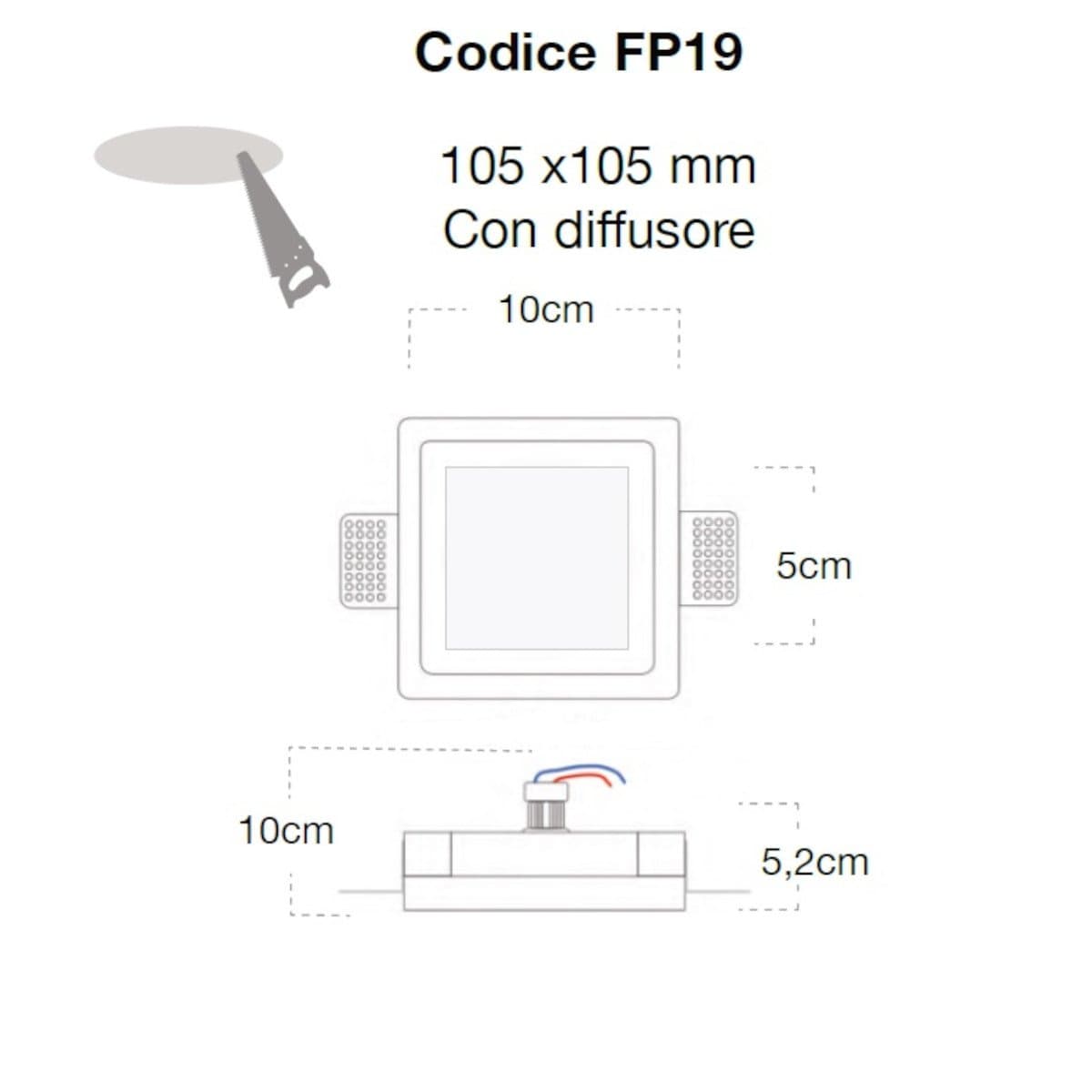 Faretto incasso Lampadari Bartalini ITNOP FP19 GU10 MR11 LED gesso verniciabile - 3