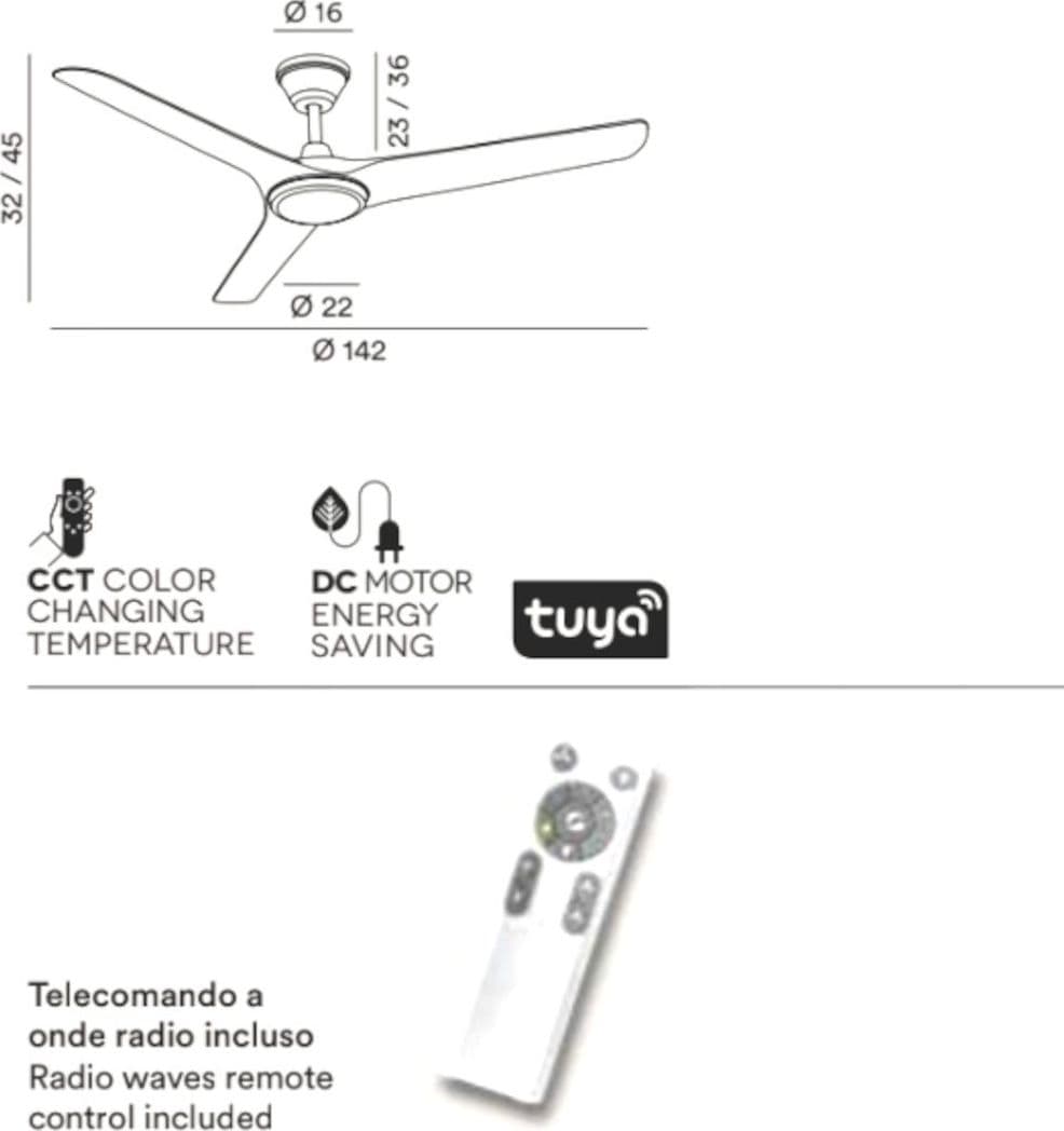 Ventilatore moderno Perenz NOVA 7194 BCT LED IP66 metallo acrilico - 4