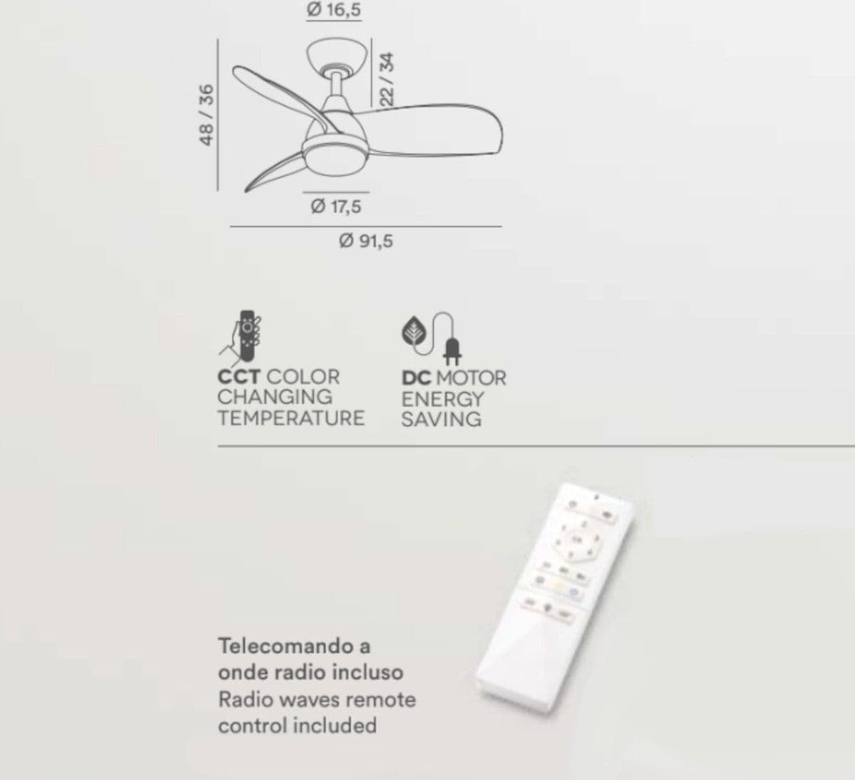 Ventilatore moderno Perenz MILO 7192 B CT LED dimmerabile metallo acrilico - 3