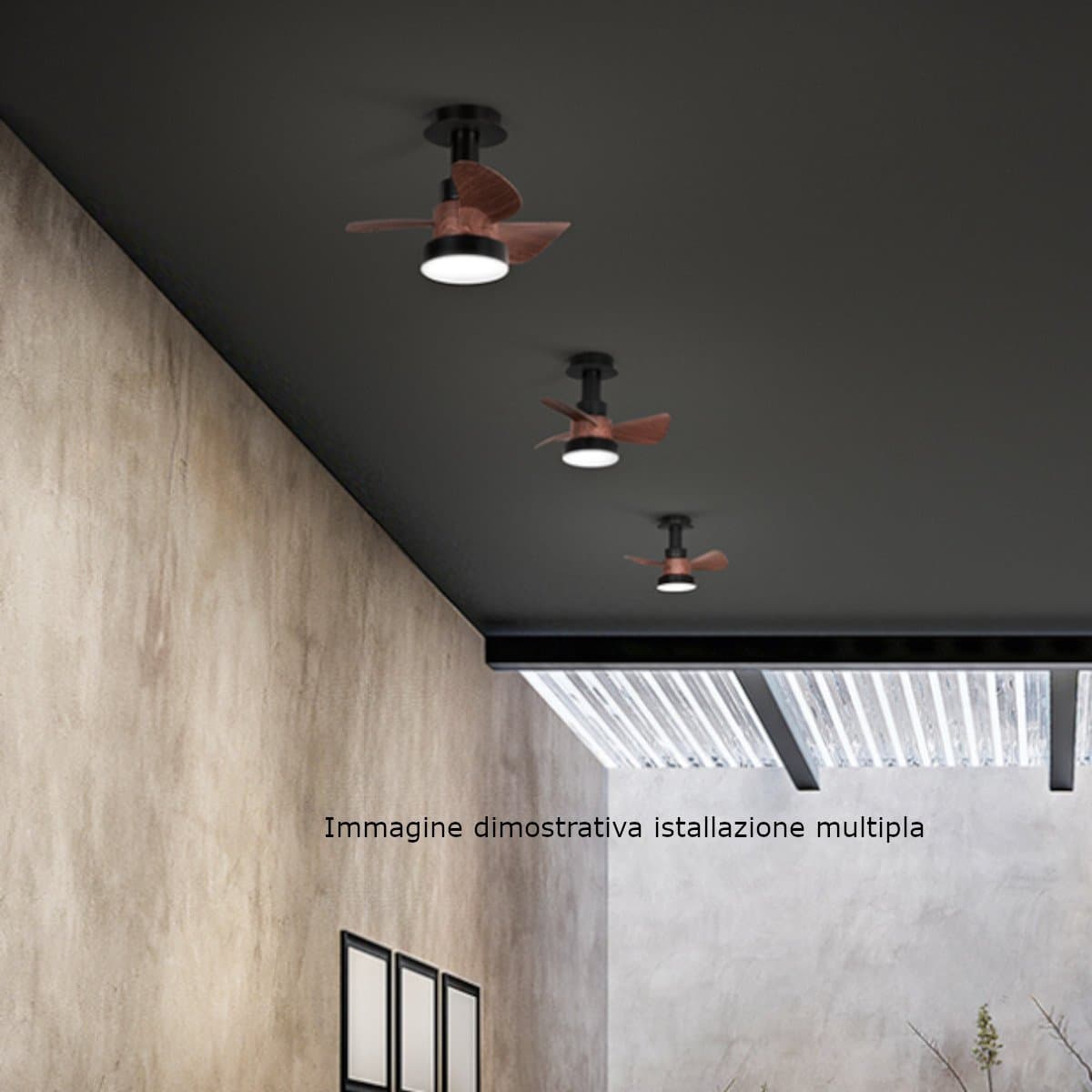 Ventilatore plafoniera Perenz illumina EDDY 7208 6248 E27 LED metallo legno - 2