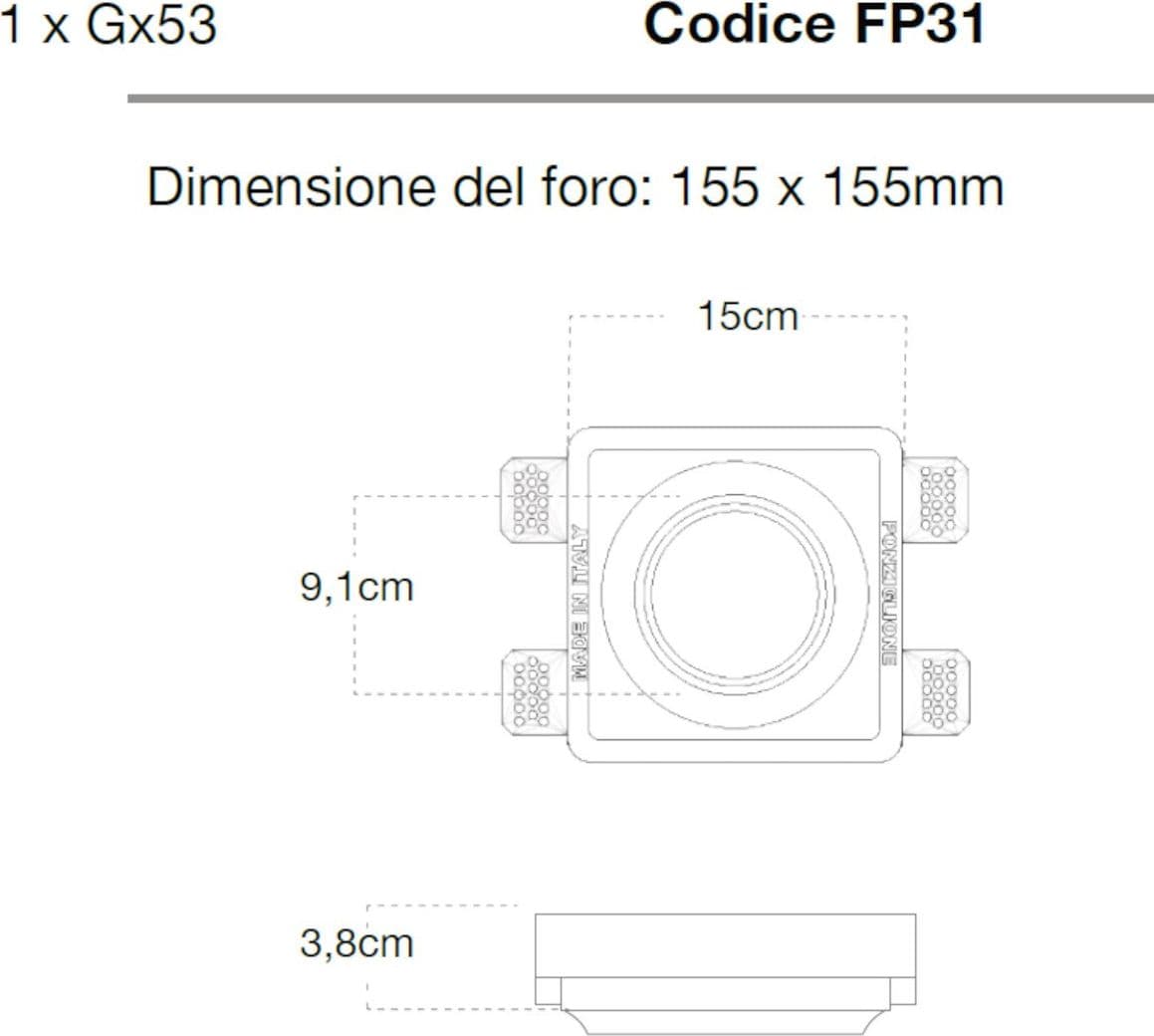 Faretto incasso Lampadari Bartalini ATNIC FP31 GX53 LED gesso verniciabile - 3