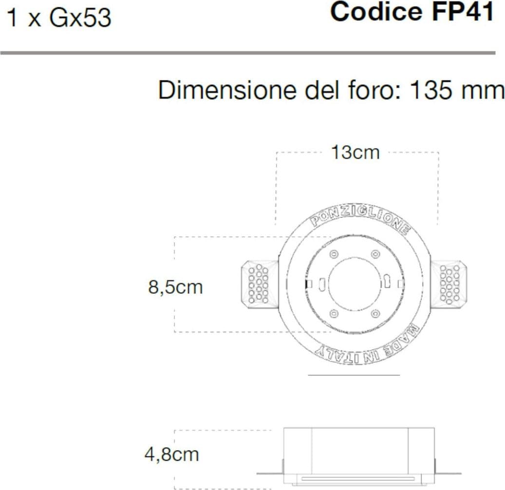 Faretto incasso Lampadari Bartalini LEVEL FP41 GX53 LED gesso verniciabile - 3