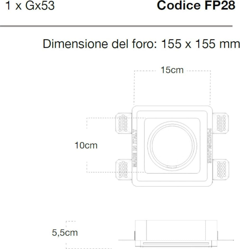 Faretto incasso Lampadari Bartalini NUS FP28 GX53 LED gesso verniciabile - 5