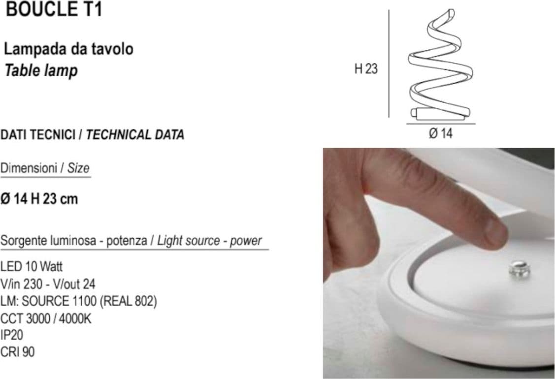 Abat-jour moderna Promoingross BOUCLE T1 LED dimmerabile touch metallo silicone - 5