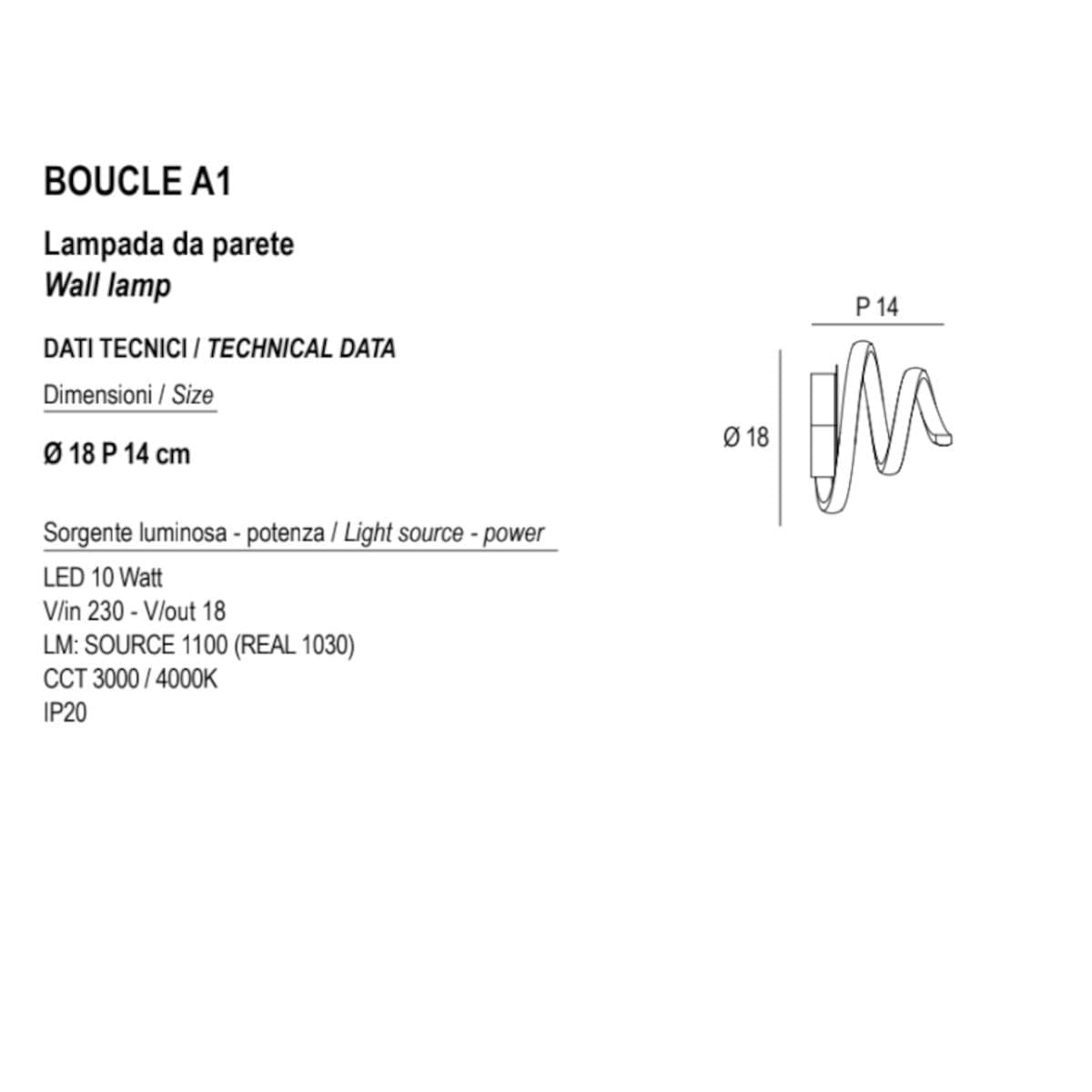 Applique moderna Promoingross BOUCLE A1 LED dimmerabile metallo silicone - 5