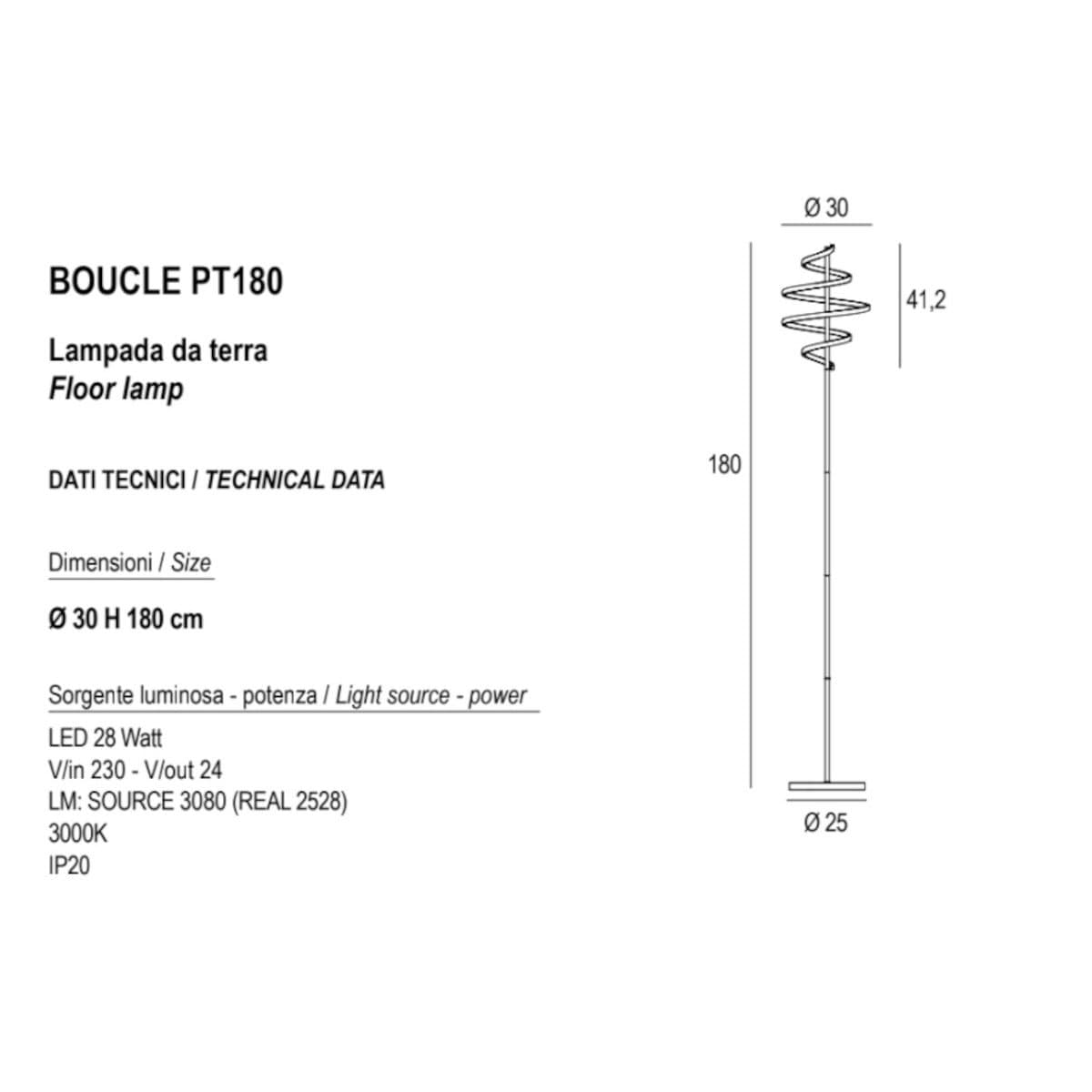Piantana moderna Promoingross BOUCLE PT180 LED dimmerabile metallo silicone - 4