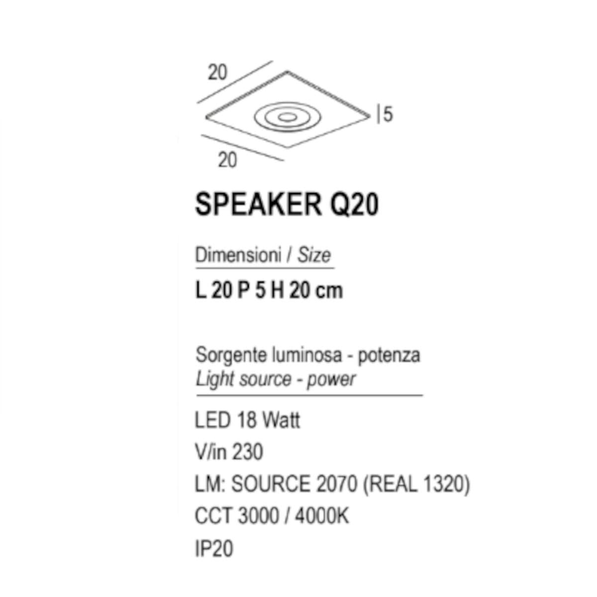 Plafoniera moderna Promoingross SPEAKER Q20 LED metallo metacrilato effetto marmo - 4